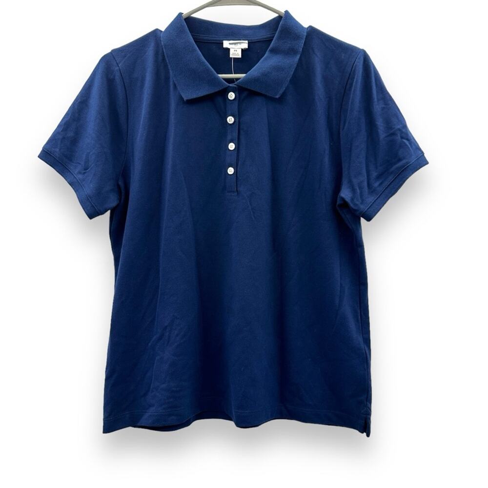 J. Crew Factory Pique Polo Short Sleeve Top in Navy Blue Sz M NEW